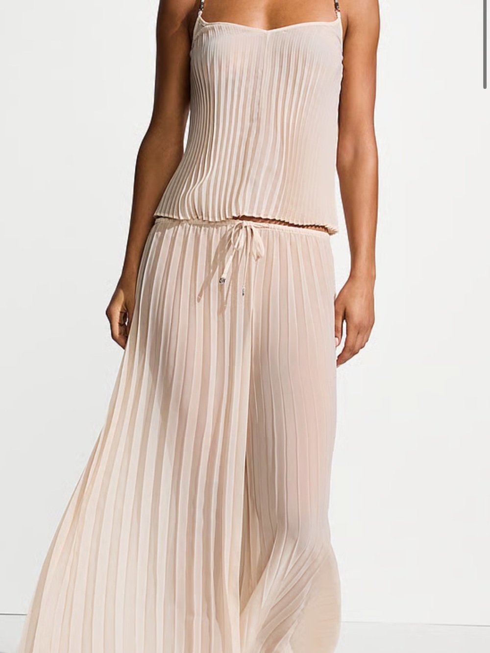 Victoria secret swim  Pleated Wide-Leg Maxi Skirt - Cream xs